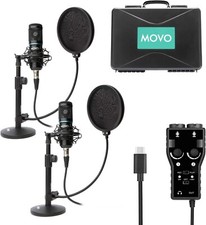 Movo Smartphone Podcast Recording Bundle Kit 2 Pack Condenser Microphones