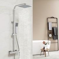 Exposed Thermostatic Shower Mixer Bathroom Twin Head Round/Square Bar Set