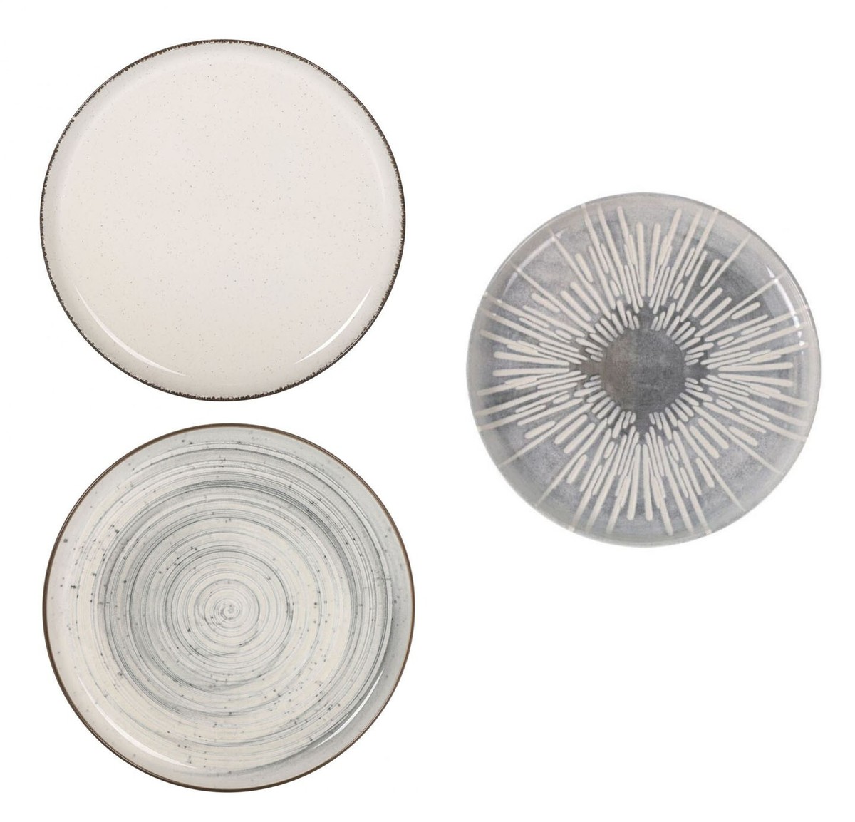 6x Mix Match Nordic Stoneware dinner plates 25cm