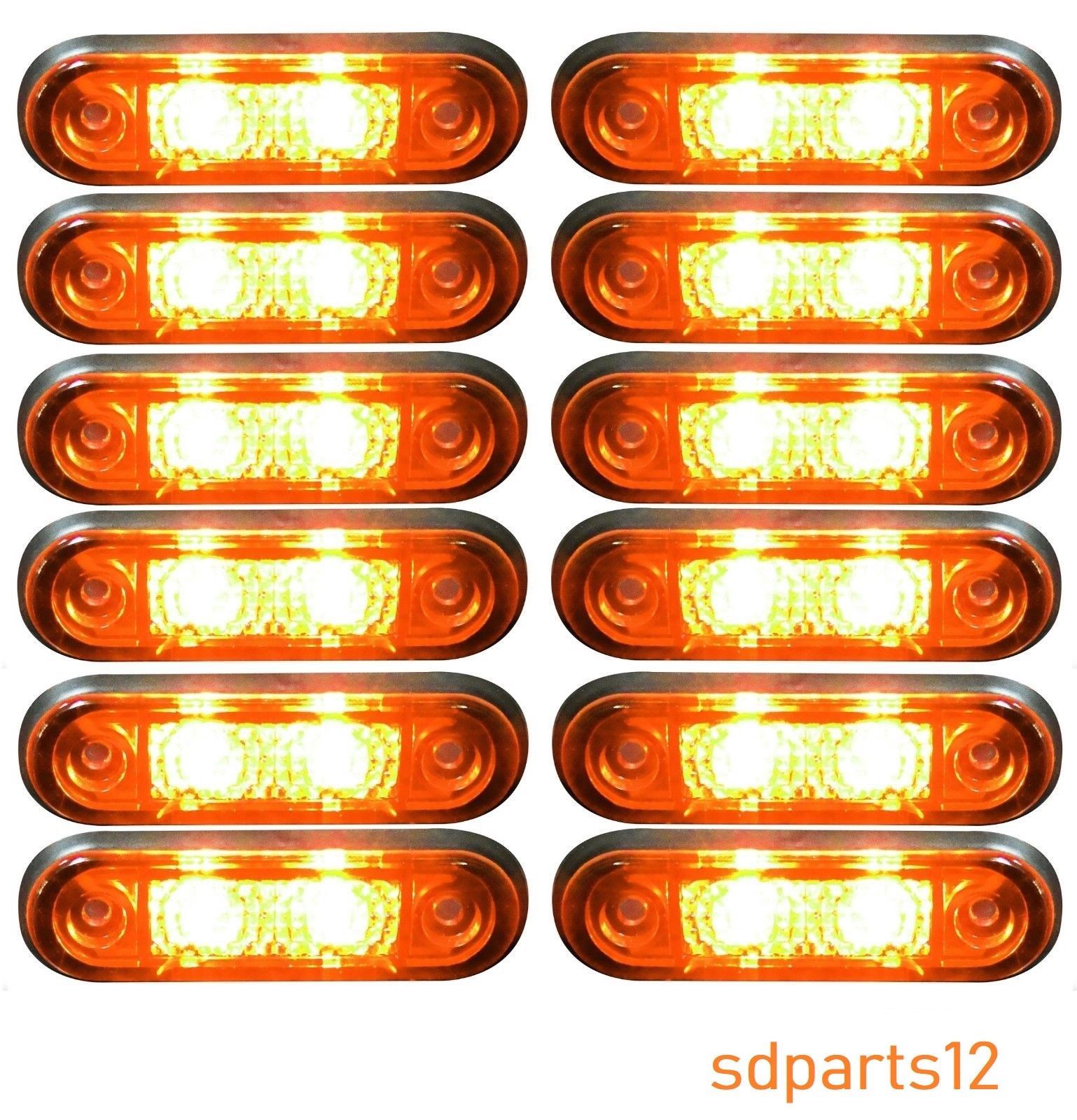 Feux de Gabarit LED Orange 24V Feux de Dégagement Encastrables pour Remorques