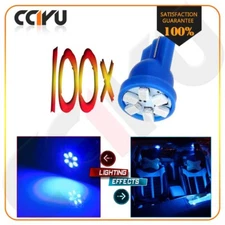 100pcs Blue Wedge T10 6SMD LED Instrument Cluster Panel Light Bulbs 194 168 921