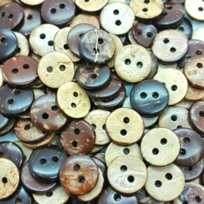 MARKENLOS 12MM KOKOS HOLZKNÖPFE NATUR HANDMADE HOLZ KNOPF KNÖPFE WOODEN BUTTONS COCONUT