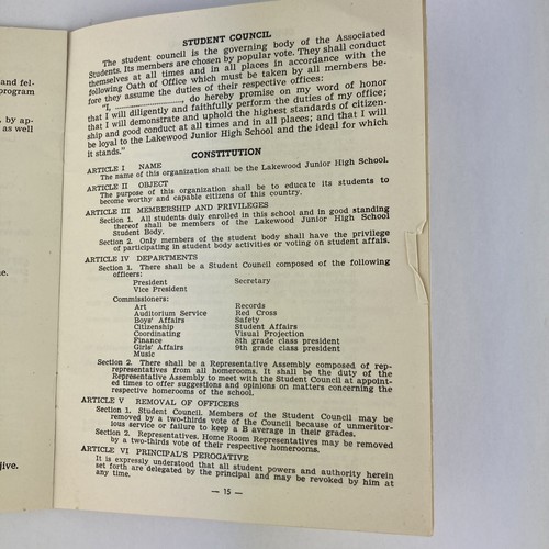 1953 Lakewood Jr High School Vintage Student Handbook Long Beach California - Picture 5 of 5