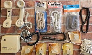 Lot of Assorted Landline Phone Supplies Cord, Jacks, Adapters Etc