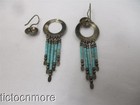 VINTAGE ZUNI INDIAN SHIELD STACKED TURQUOISE JINGLE DANGLE EARRINGS STERLING — photo 7