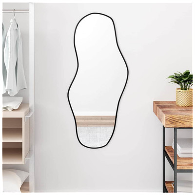 Wandspiegel schwarz 100x45 cm Glas PVC Rahmen Wandmontage minimalistisch für Schlafzimmer