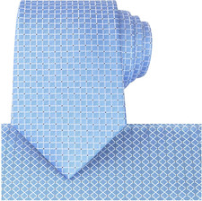Mens Checkered Tie Set Solid Color Festive Necktie Pocket Square