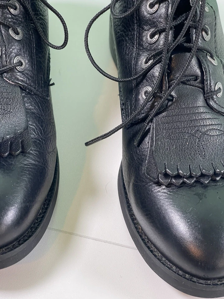 Botines vintage ARIAT ATS Kiltie Roper cuero negro para mujer EE. UU. 9,5 B Foto 2 de 4