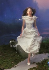 LaceMade Crash Landing On You Satin Dress White Fairycore Cowl Neck Dress XL