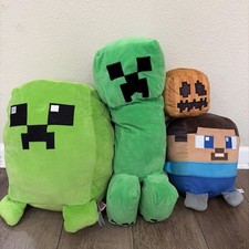 Minecraft Plush Toy Lot Steve Creeper Pumpkin EUC