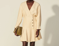 Sandro Kleid Beige Gr. 40 FR / L Damen Viskose Leinen Minikleid SFPRO01745