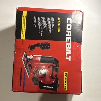 Corebilt 20V Cordless Jigsaw with Battery and Charger, Red/Black