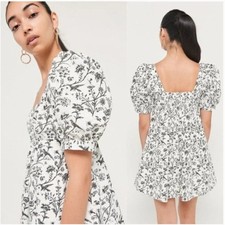Laura Ashley x Urban Outfitters Penelope Toile Babydoll Mini Dress Women XS Bird