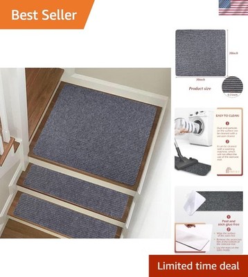 Custom Fit Non-Slip Stair Treads 30 x30    Family-Friendly Comfort & Style