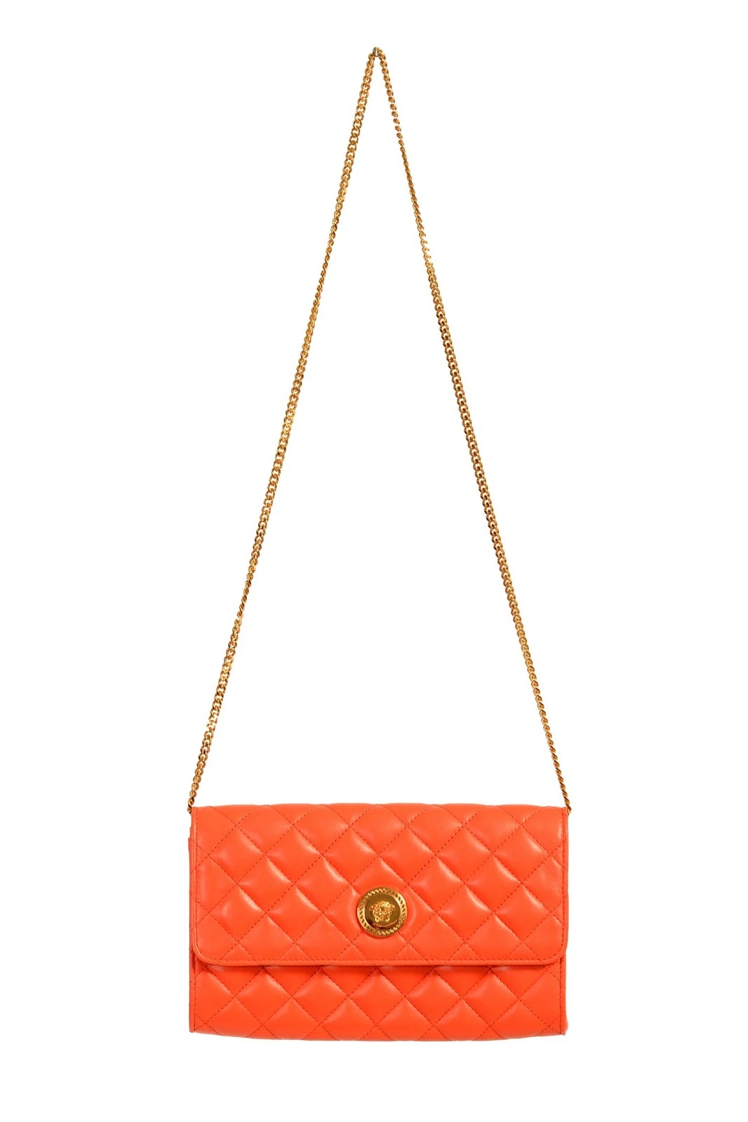 Versace — Versace Women's Leather Gold Medusa Quilted Clutch Chain Wallet Shoulder Bag
