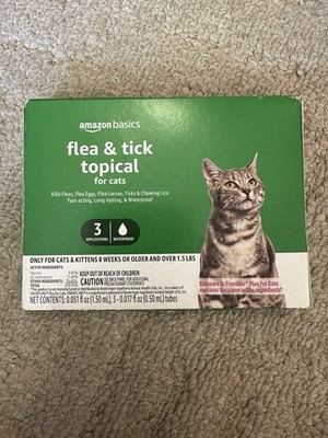 Amazon Basics Flea & Tick Topical Treatment for Cats - 3 Waterproof Applications