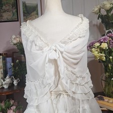 Preview of Innocent World White Tiered Ruffle Shawl Rose Lace Classic Lolita