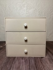 Vintage INTERDESIGN Plastic 3 Drawer Desk Organizer Cube Cream White 6.5" USA