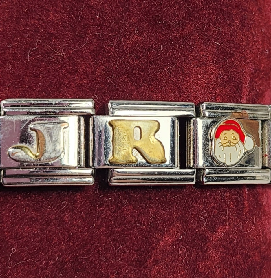 Pulsera italiana vintage de acero inoxidable se expande 17 dijes + Navidad Y2K Foto 2 de 4