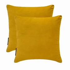 Mustard Yellow Velvet Throw Pillow Covers, Pack of 2-Mustard Yellow Velvet