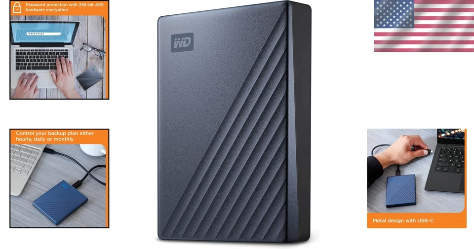 Nuevo disco duro externo portátil de 2 TB azul Foto 2 de 4