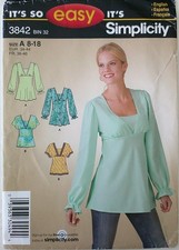 Simplicity 3842 Misses It's Sew Easy Pullover Tops Tunics Sewing Pattern Sz 8-18