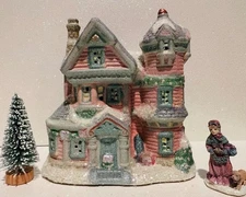 Cobblestone Corners Winter Christmas Village Victorian Home Set and Accessories