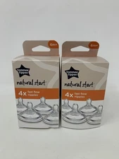 (x2)- Tommee Tippee 4 PACK Natural Start Fast Flow Nipples (6M +) - 8 Total