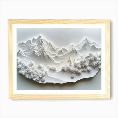 Schöner Berg 3D 1 Kunstdruck gerahmt Wandbild Poster Leinwanddruck Bild