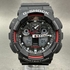 Casio G-Shock GA-100 Watch Men 51mm Black Red Alarm Chrono Daydate New Battery A