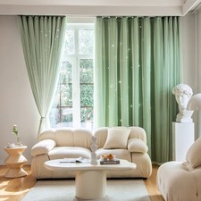 Stars Blackout Curtains for Bedroom - Double Layer, Kids, Cute - 63 Inch Long...