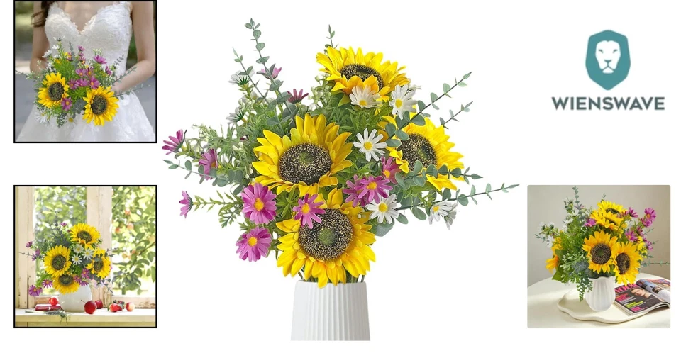 Künstliche Sonnenblumen Blumenstrauß UV-beständig Seidenblumen Wohnzimmer Hoc... - Bild 2 von 4