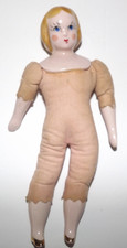 Vintage Porcelain Head Arms Legs With Stuffed Body Doll 7"
