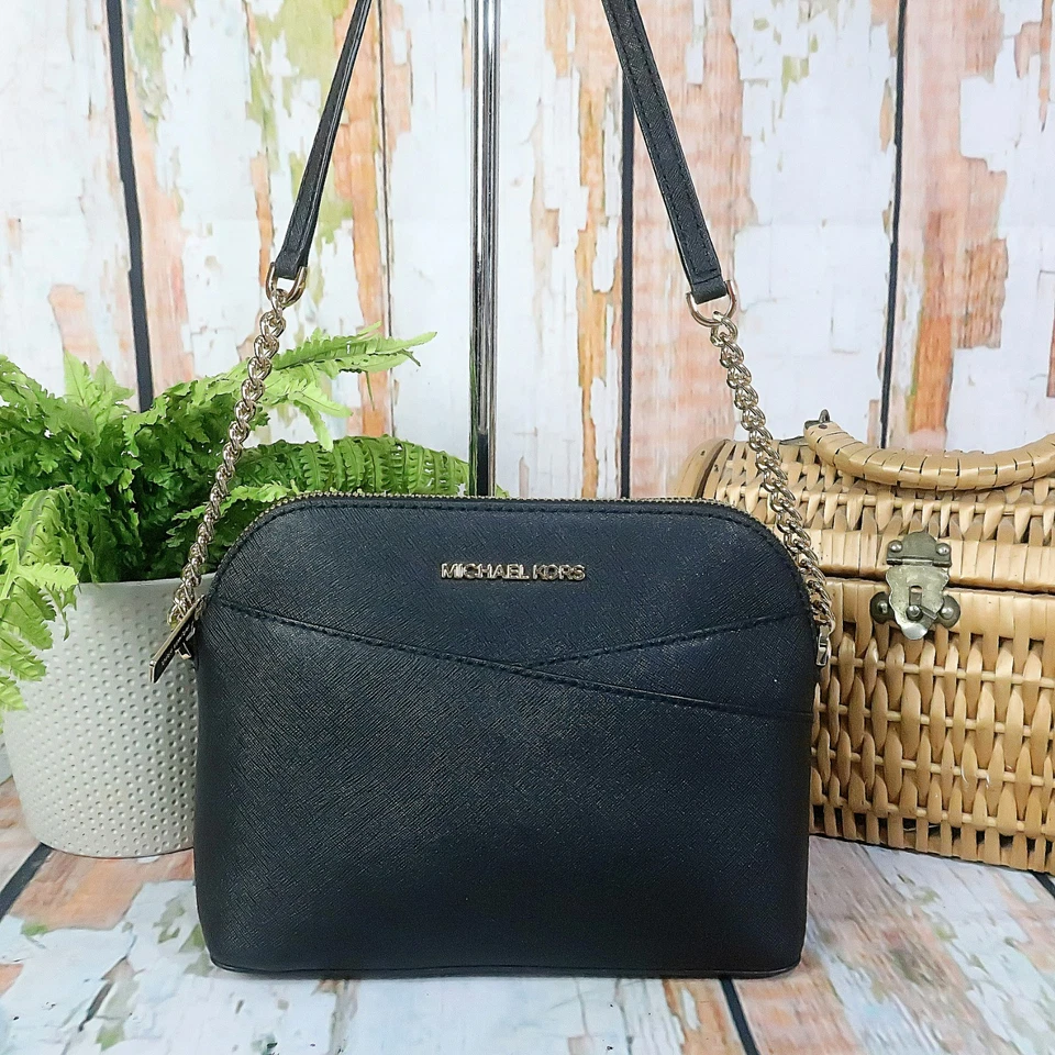 MICHAEL KORS Crossbody Bag Med JET SET Dome Black Saffiano Leather Lightly Used - Image 2 of 4