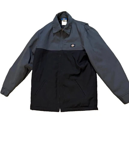 Dickies Mens Small Color Block Shop Jacket Insulated Quilted Charcoal Black LJ60 - product listing photo