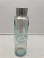 Starbucks Recycled Glass Luster Iridescent Rainbow Water Bottle SPAIN 22 oz NWOT