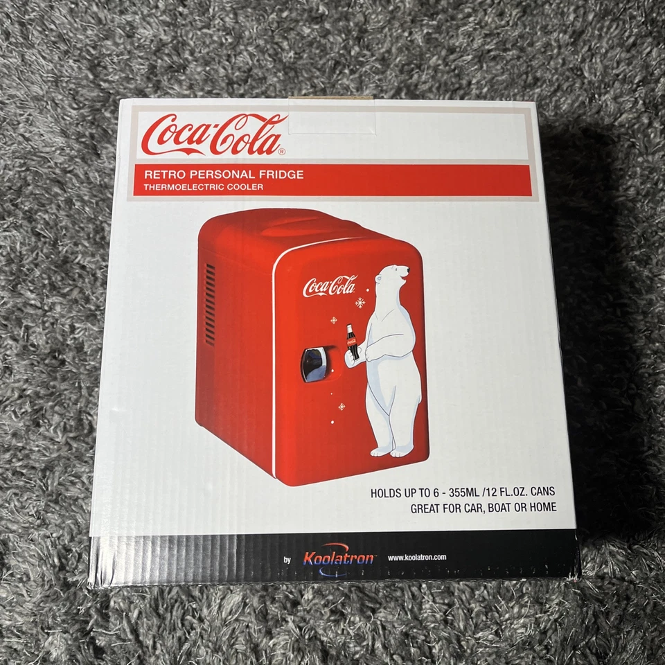 NIB Coca Cola Polar Bear Red Retro Personal Fridge Holds 6-12 Oz Cans Koolatron - Image 2 of 4