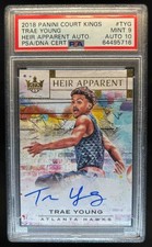 2018-19 Panini Court Kings Trae Young Heir Apparent RC Auto #120/199 Hawks PSA 9