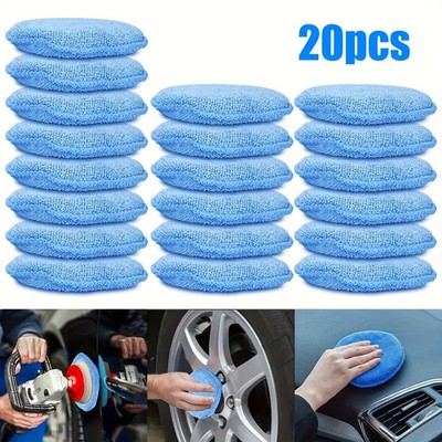 20PCS 5'' Microfiber Foam Sponge Polish Wax Applicator Car Detailing Cleaning Pad