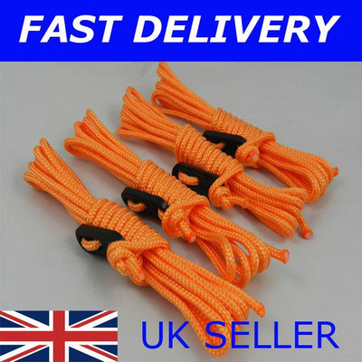  X4 ORANGE Abspannleine Seile 2,4 Meter Zelt Camping Seil Ideal für Festivals