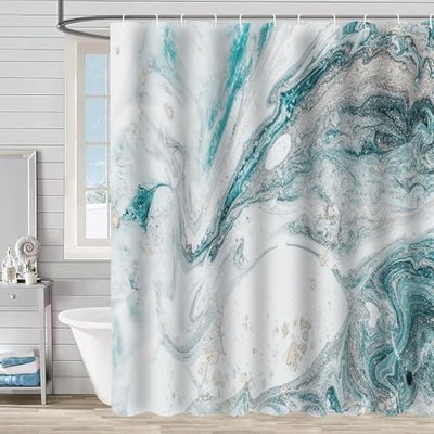 Marble Shower Curtain Turquoise Aqua Modern 72''W x 72''L (Pack of 1) Teal