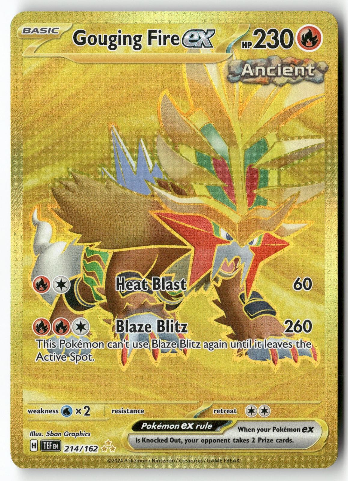 GOUGING FIRE EX 214/162 HYPER RARE TEMPORAL FORCES POKEMON HOLO NEAR MINT