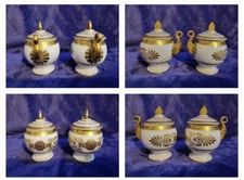 Antique Old Paris Gilt Porcelain Two Covered Cups Acanthus Napoleon French