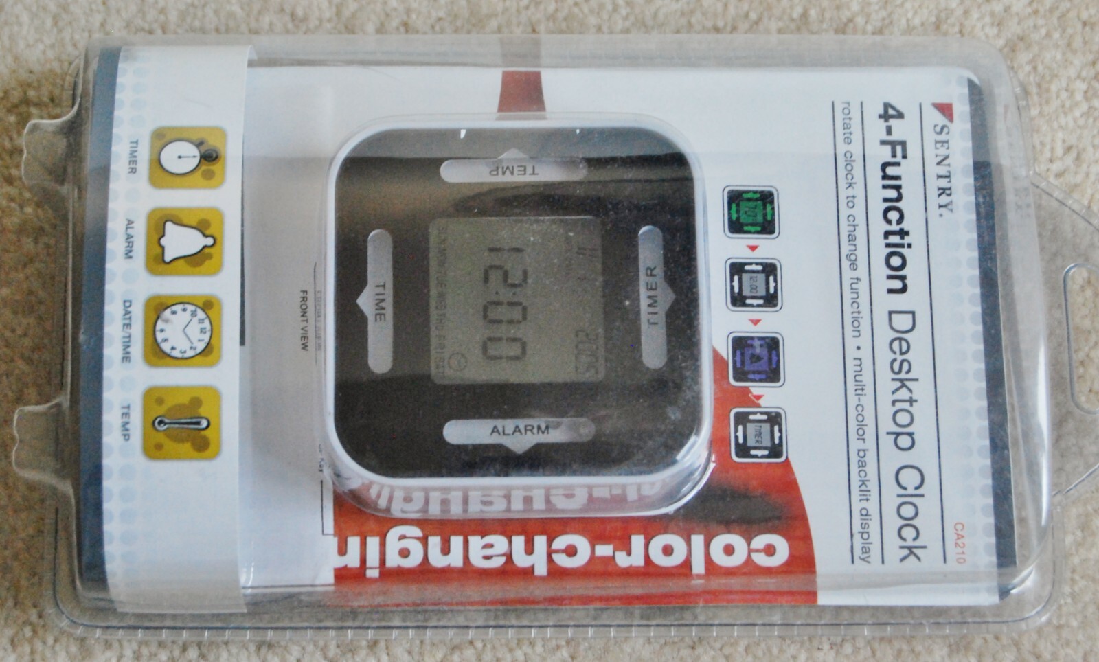 SENTRY 4-Function Desktop Digital Clock - Color Changing Model# CA210 NEW