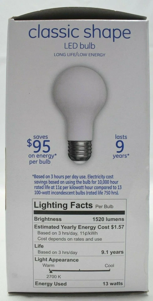 GE 100 Watt Soft White LED Light Bulb, 2700 K, 2 Bulbs Each - 2 Pack - Image 2 of 3