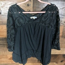 Jolt gray lace top women's Size medium Boho