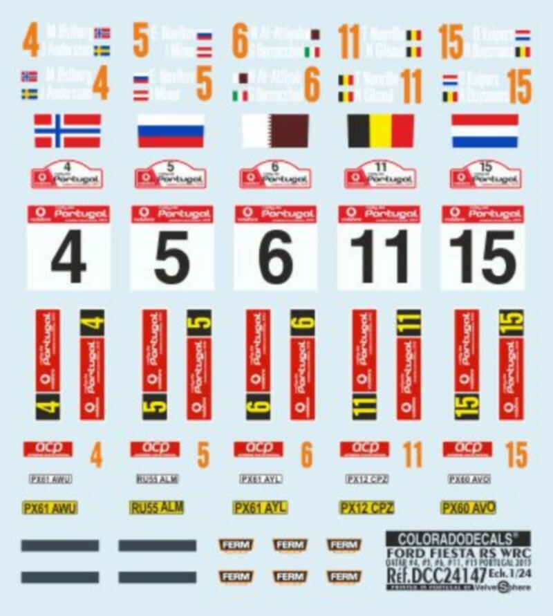 Decals 1/24 Ford Fiesta WRC Qatar 2013 Colorado 24147 UV pour maquette