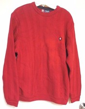 CHAPS SOLID BRICK RED CREWNECK HEAVY KNIT SWEATER 100 COTTON SZ M