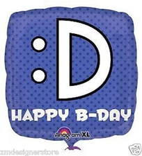:) Happy Birthday Smile Texting Foil 18" Square XLarge Helium Party Balloon 