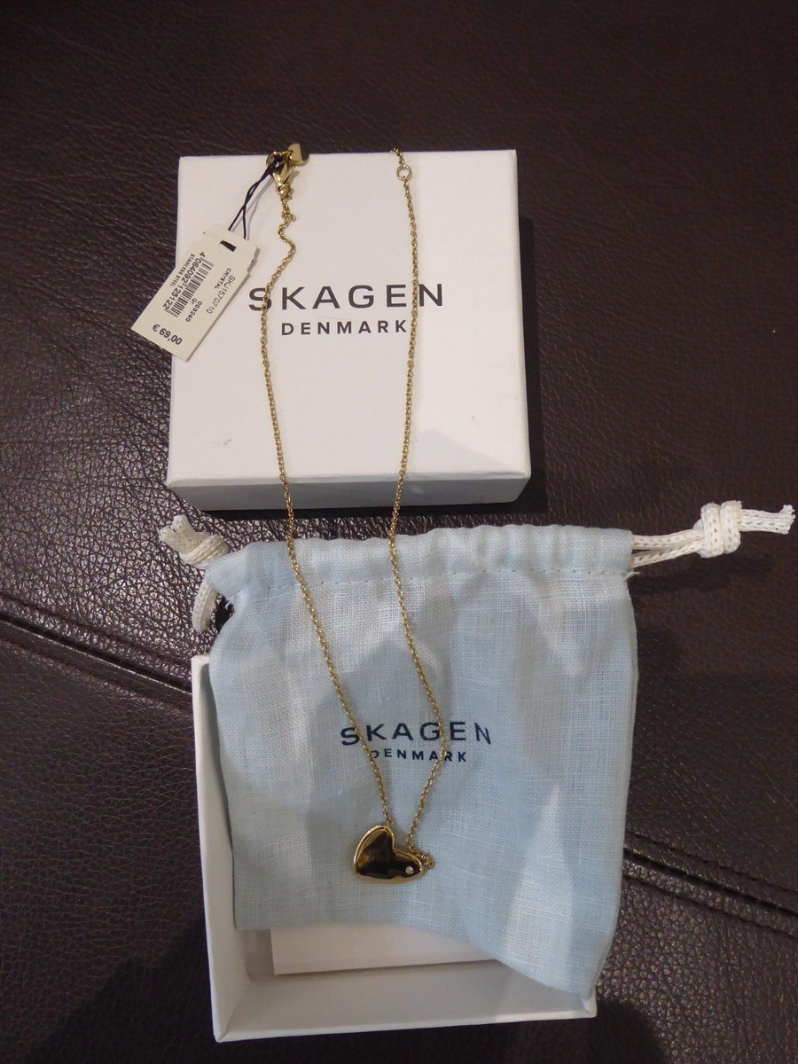 SKAGEN DENMARK GOLD STAINLESS STEEL HEART NECKLACE BNWT UK